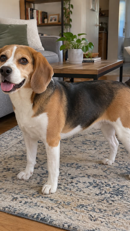 Biscuit the beagle at home, before casting